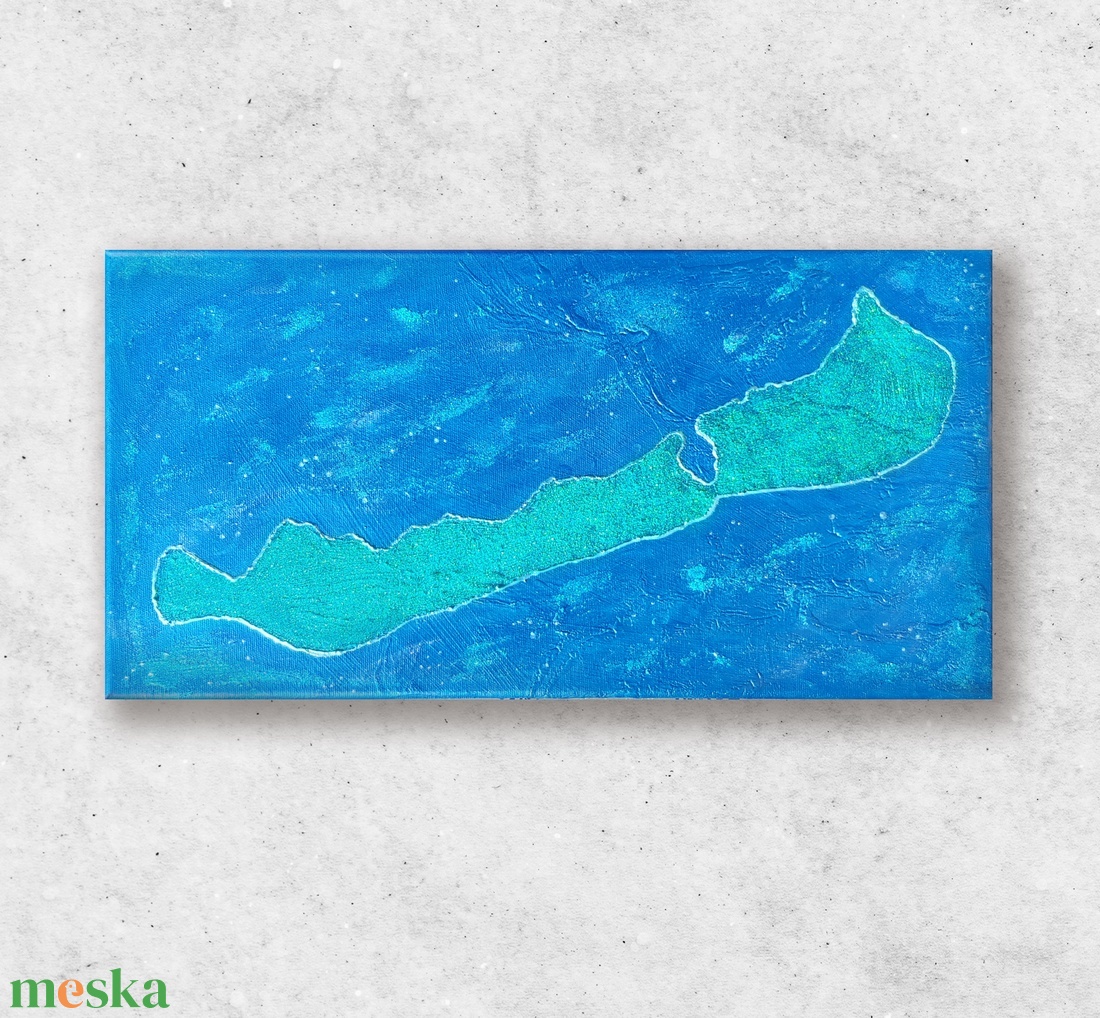 Balaton / 50 x 25 cm / dekoráció, festmény, metálkék, csillámos - művészet - festmény - festmény vegyes technika - Meska.hu