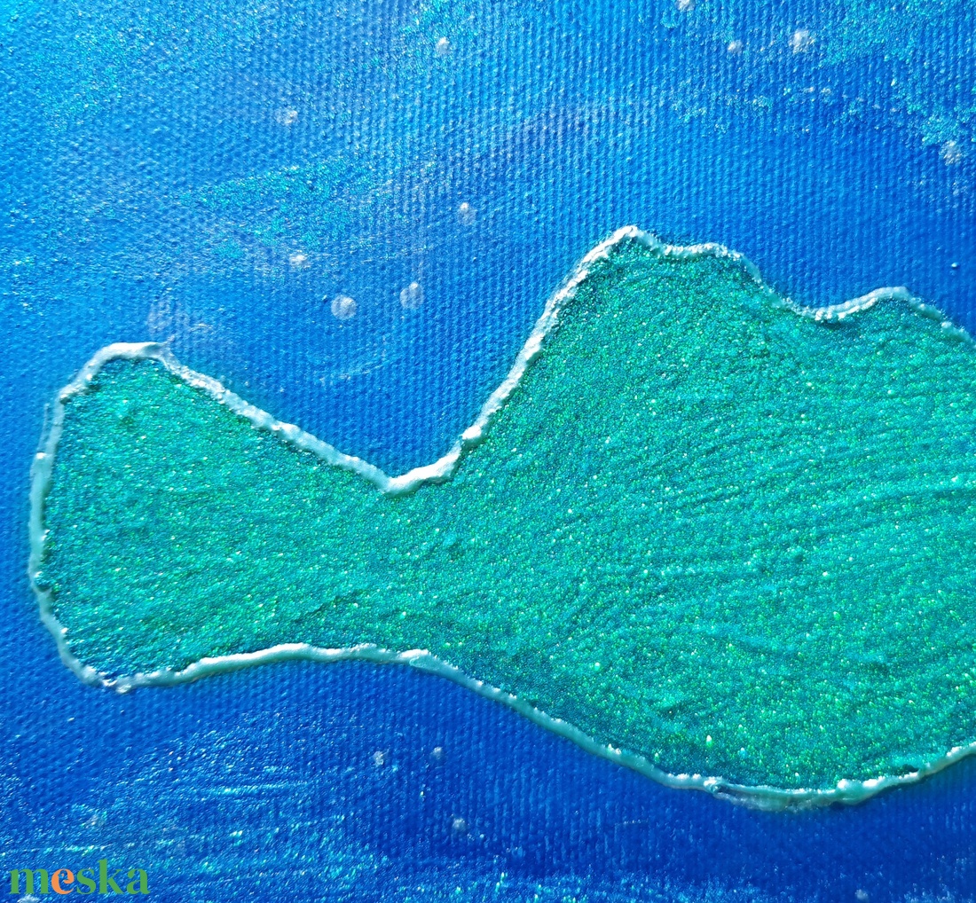 Balaton / 50 x 25 cm / dekoráció, festmény, metálkék, csillámos - művészet - festmény - festmény vegyes technika - Meska.hu