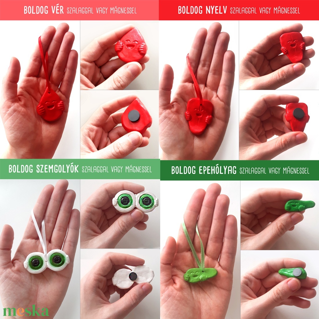 Boldog Szervek - hűtőmágnes kerámia - here prosztata epe bőr nyelv ér vér szem végbél torokmandula méhnyak petefészek - otthon & életmód - dekoráció - dísztárgy - Meska.hu