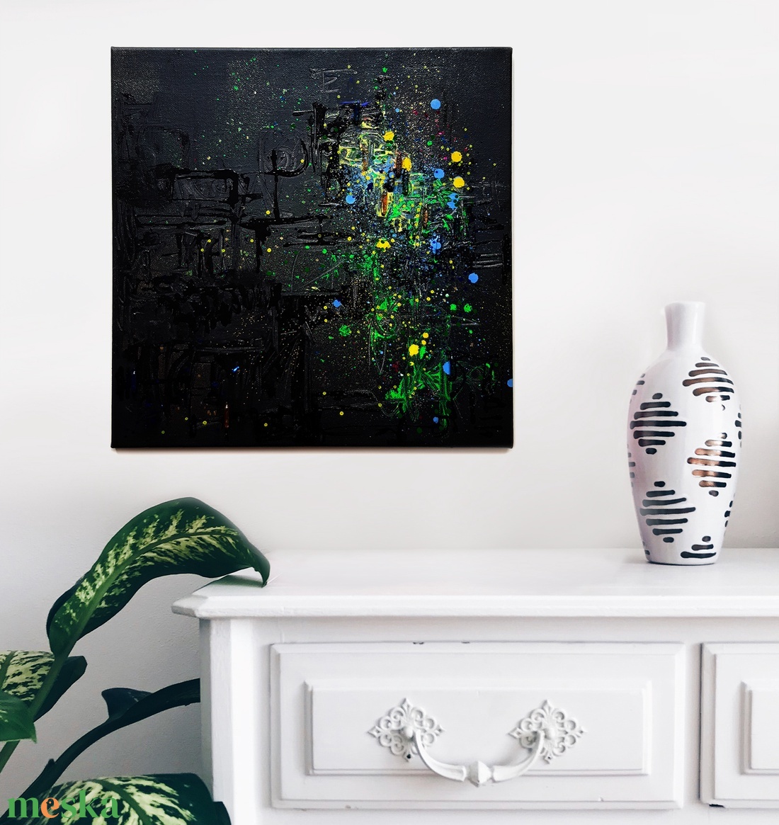UTCAI FÉNYEK - 40x40cm - absztrakt festmény/ fekete vászonkép - művészet - festmény - festmény vegyes technika - Meska.hu UTCAI FÉNYEK - 40x40cm - absztrakt festmény/ fekete vászonkép - művészet - festmény - festmény vegyes technika - Meska.hu