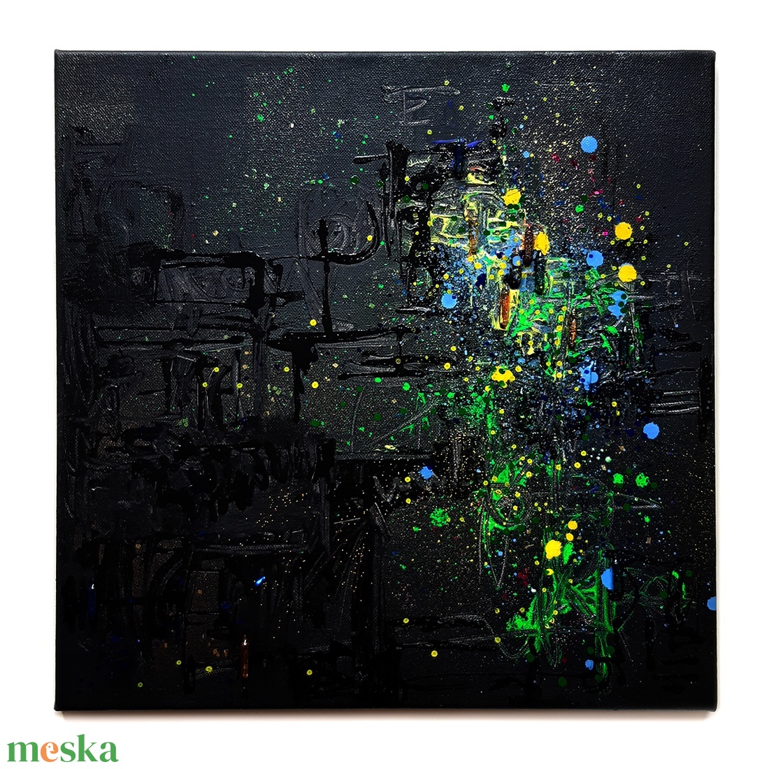UTCAI FÉNYEK - 40x40cm - absztrakt festmény/ fekete vászonkép - művészet - festmény - festmény vegyes technika - Meska.hu UTCAI FÉNYEK - 40x40cm - absztrakt festmény/ fekete vászonkép - művészet - festmény - festmény vegyes technika - Meska.hu