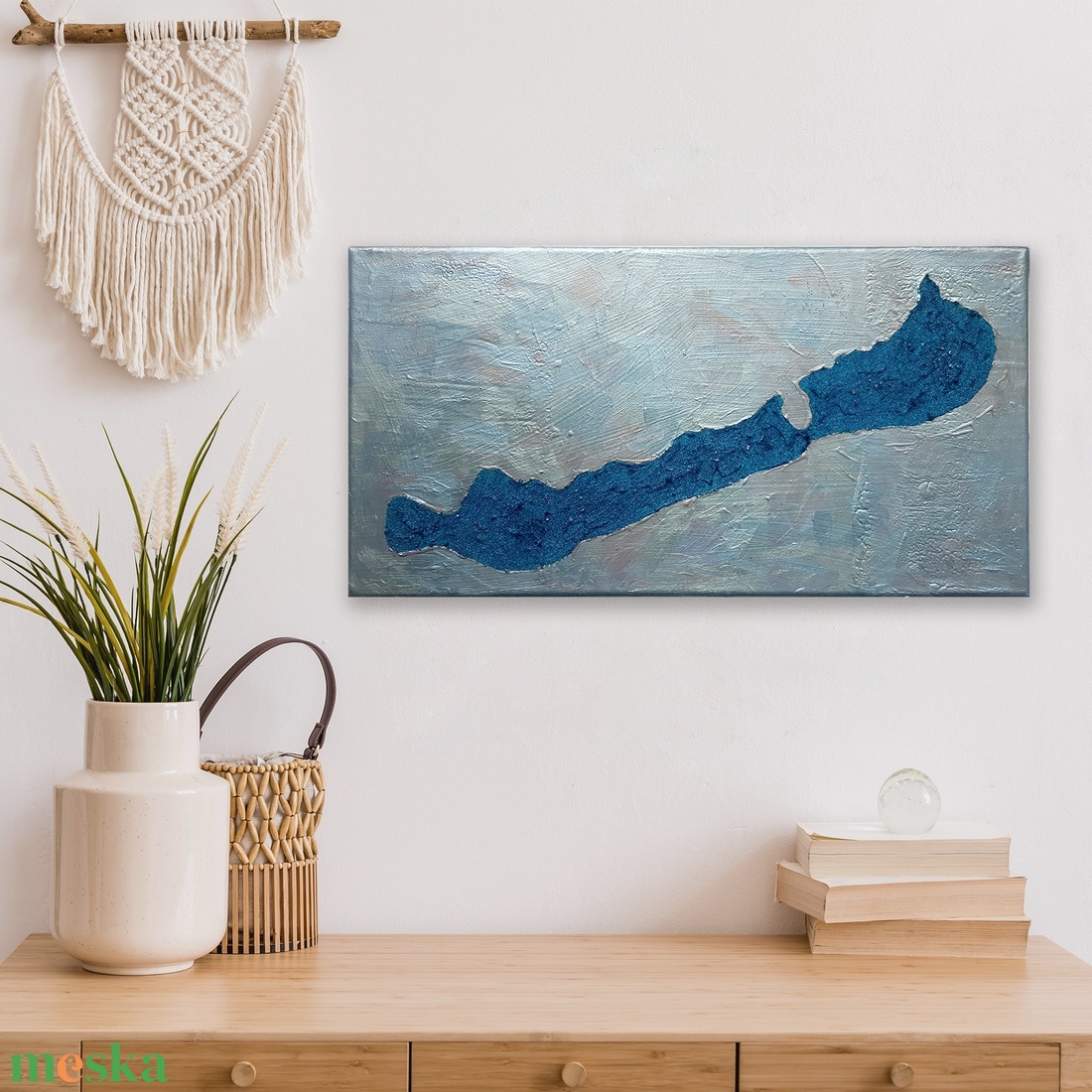 Ezüstöskék Balaton - 50x25cm - vászon festmény, dekoráció, egyedi - művészet - festmény - festmény vegyes technika - Meska.hu Ezüstöskék Balaton - 50x25cm - vászon festmény, dekoráció, egyedi - művészet - festmény - festmény vegyes technika - Meska.hu