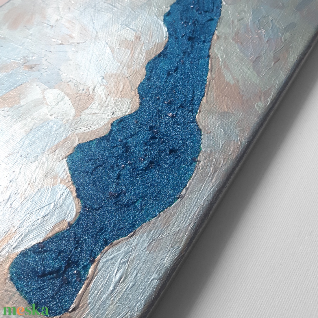Ezüstöskék Balaton - 50x25cm - vászon festmény, dekoráció, egyedi - művészet - festmény - festmény vegyes technika - Meska.hu Ezüstöskék Balaton - 50x25cm - vászon festmény, dekoráció, egyedi - művészet - festmény - festmény vegyes technika - Meska.hu