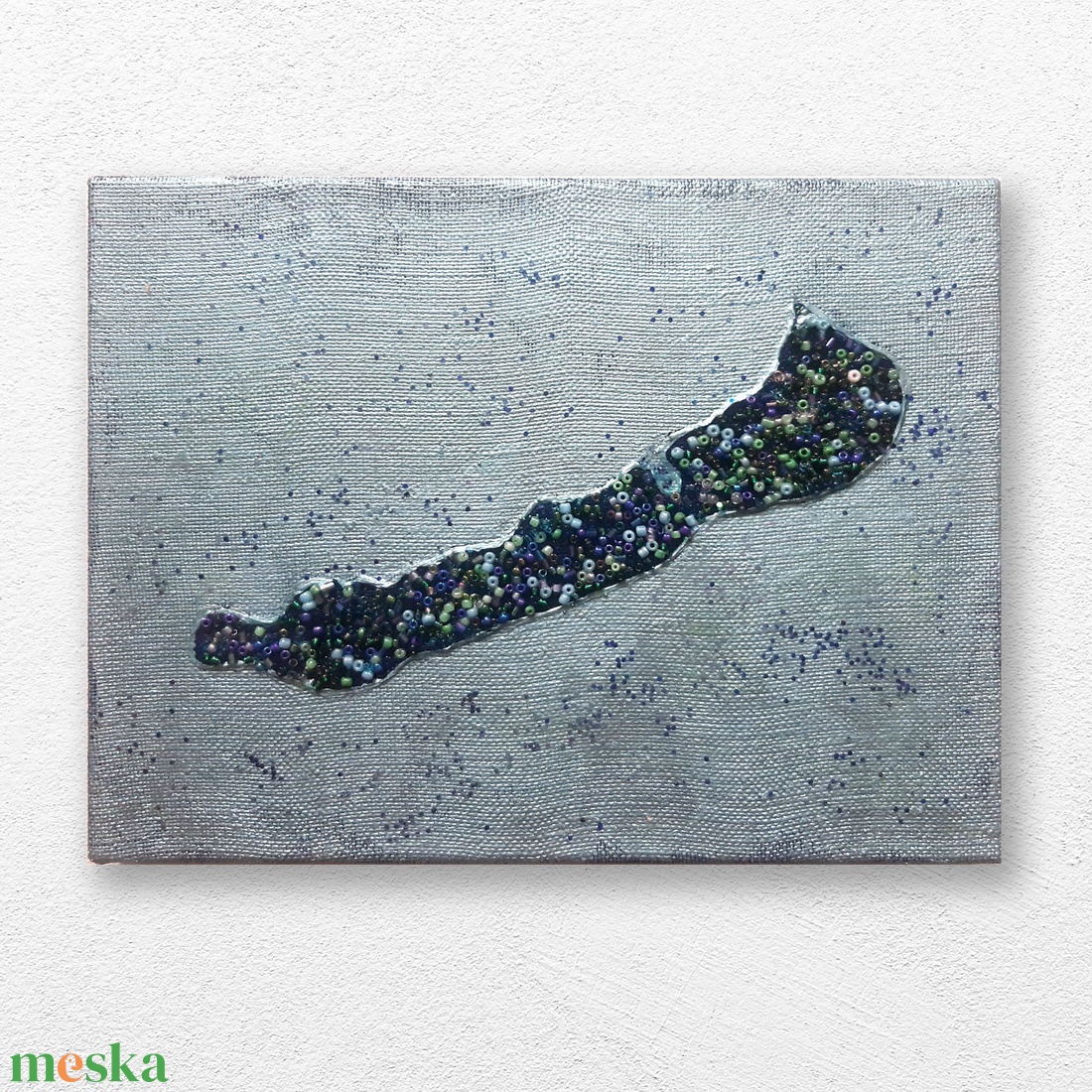 Balaton Gyöngyökből / 20x15cm / vászonkép - művészet - festmény - festmény vegyes technika - Meska.hu