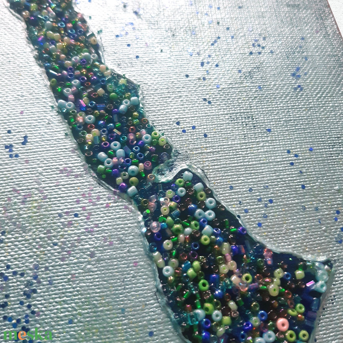 Balaton Gyöngyökből / 20x15cm / vászonkép - művészet - festmény - festmény vegyes technika - Meska.hu