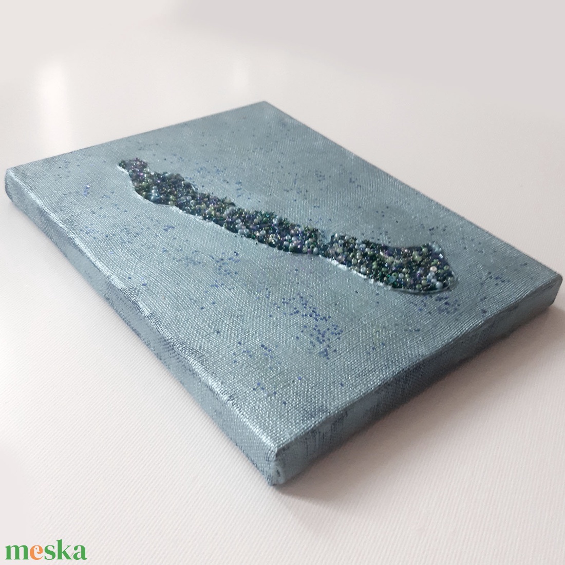 Balaton Gyöngyökből / 20x15cm / vászonkép - művészet - festmény - festmény vegyes technika - Meska.hu