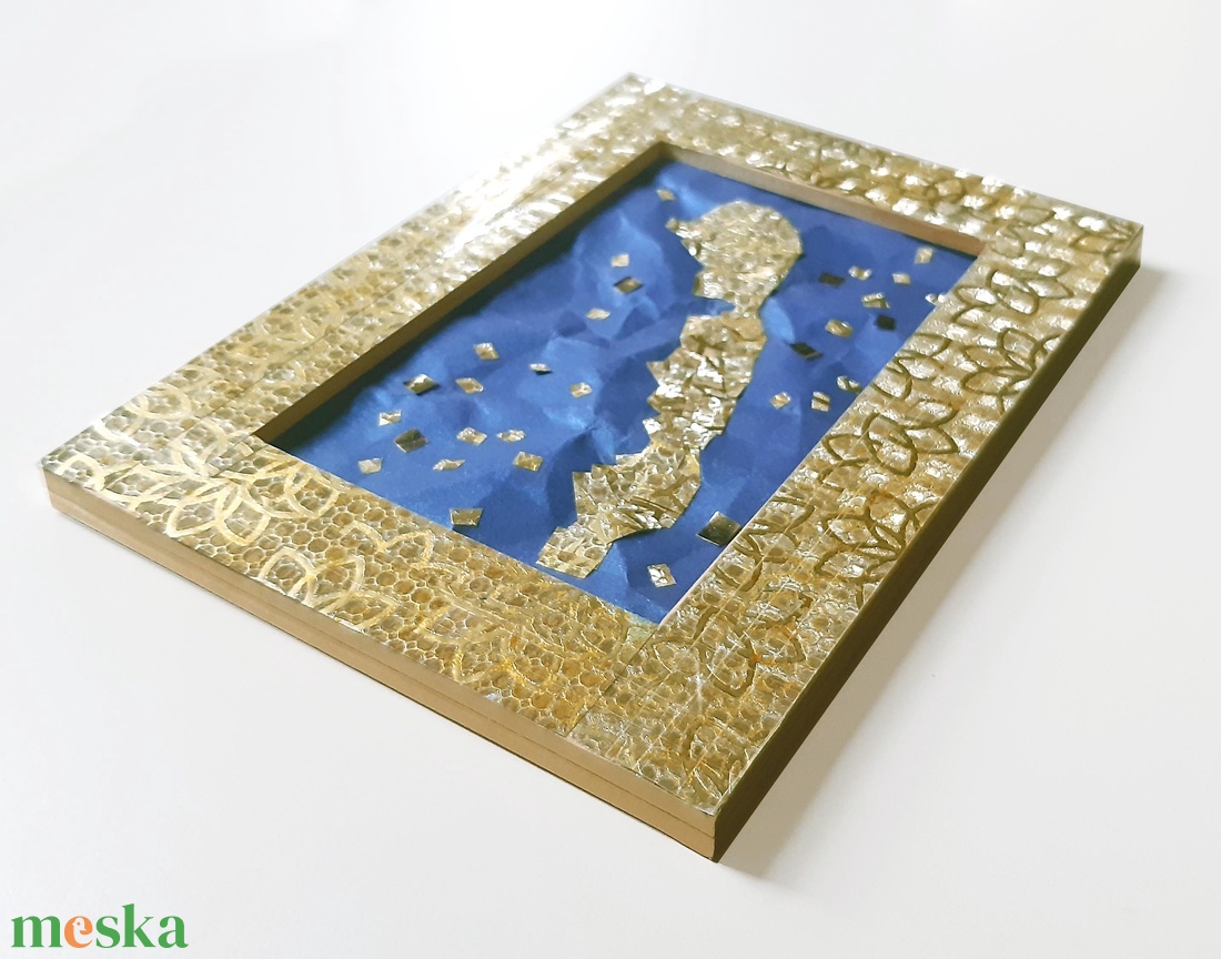 Barokk Balaton / 18 x 13 cm / aranyozott öntapadó, rusztikus papír kidomborodással - művészet - festmény - festmény vegyes technika - Meska.hu