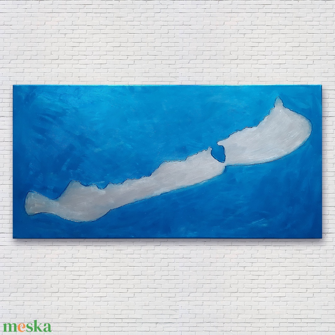 Azúrkék Balaton / (1méter) 100 x 50 cm / dekoráció, festmény - művészet - festmény - festmény vegyes technika - Meska.hu