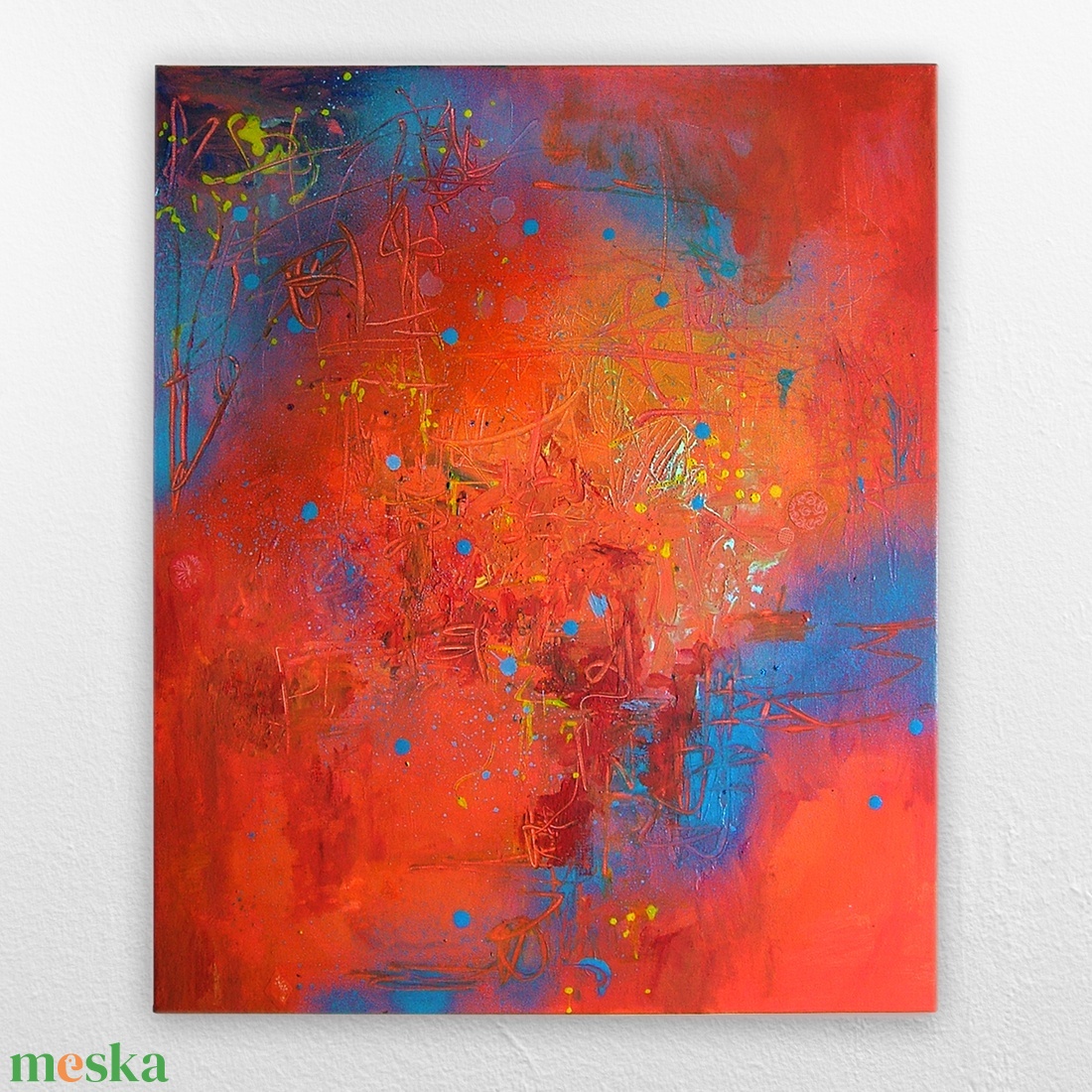 KUTATÁS - 50x60cm - absztrakt festmény - narancs, kék - művészet - festmény - festmény vegyes technika - Meska.hu KUTATÁS - 50x60cm - absztrakt festmény - narancs, kék - művészet - festmény - festmény vegyes technika - Meska.hu