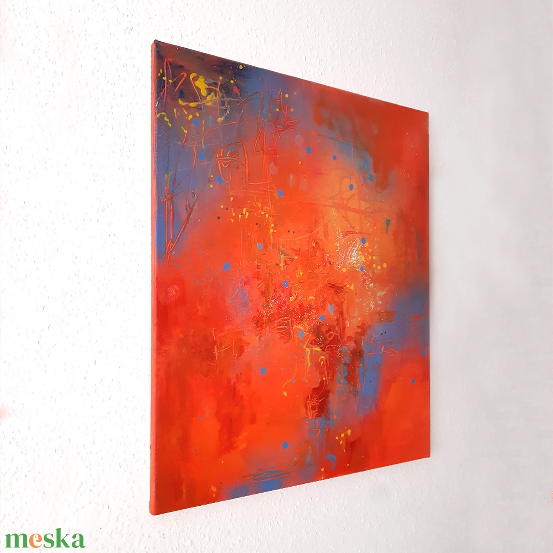 KUTATÁS - 50x60cm - absztrakt festmény - narancs, kék - művészet - festmény - festmény vegyes technika - Meska.hu KUTATÁS - 50x60cm - absztrakt festmény - narancs, kék - művészet - festmény - festmény vegyes technika - Meska.hu