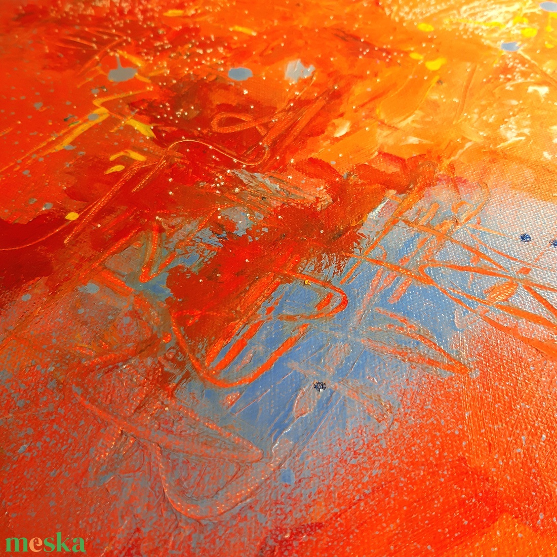 KUTATÁS - 50x60cm - absztrakt festmény - narancs, kék - művészet - festmény - festmény vegyes technika - Meska.hu KUTATÁS - 50x60cm - absztrakt festmény - narancs, kék - művészet - festmény - festmény vegyes technika - Meska.hu
