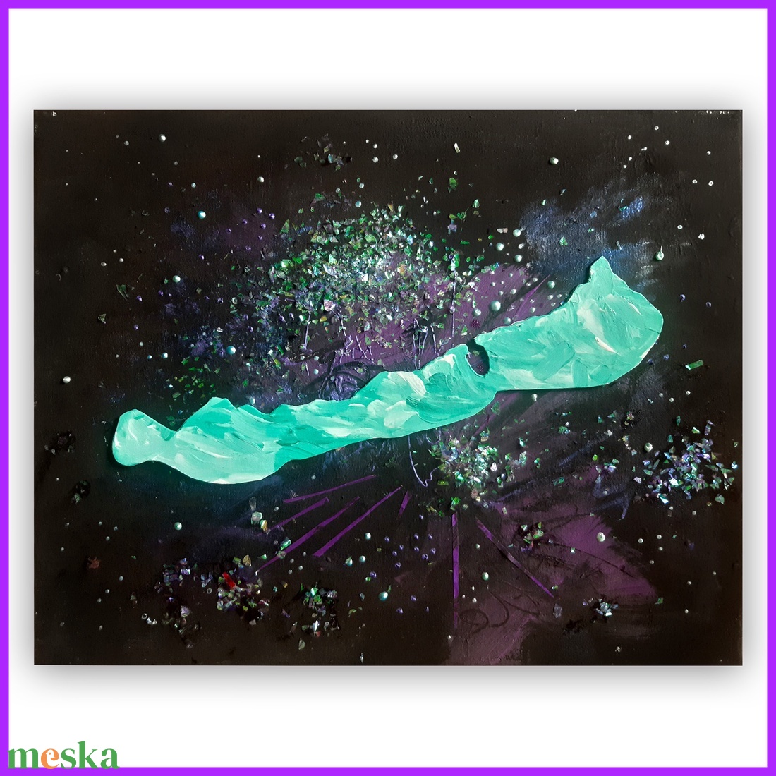Galaxis Balaton / 50 x 40 cm / dekoráció, festmény, türkiz sziluett - művészet - festmény - festmény vegyes technika - Meska.hu Galaxis Balaton / 50 x 40 cm / dekoráció, festmény, türkiz sziluett - művészet - festmény - festmény vegyes technika - Meska.hu