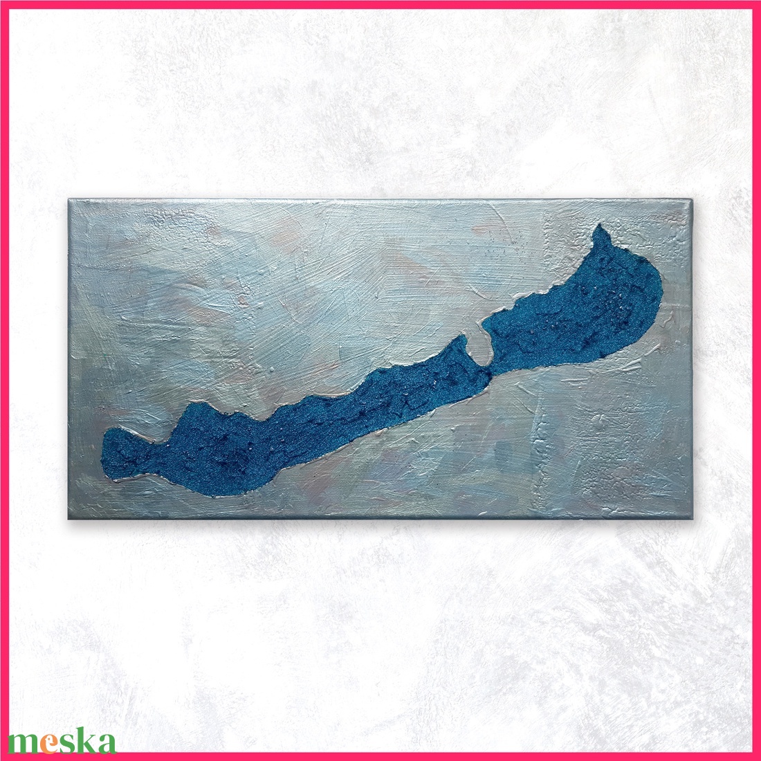 Ezüstöskék Balaton - 50x25cm - vászon festmény, dekoráció, egyedi - művészet - festmény - festmény vegyes technika - Meska.hu Ezüstöskék Balaton - 50x25cm - vászon festmény, dekoráció, egyedi - művészet - festmény - festmény vegyes technika - Meska.hu