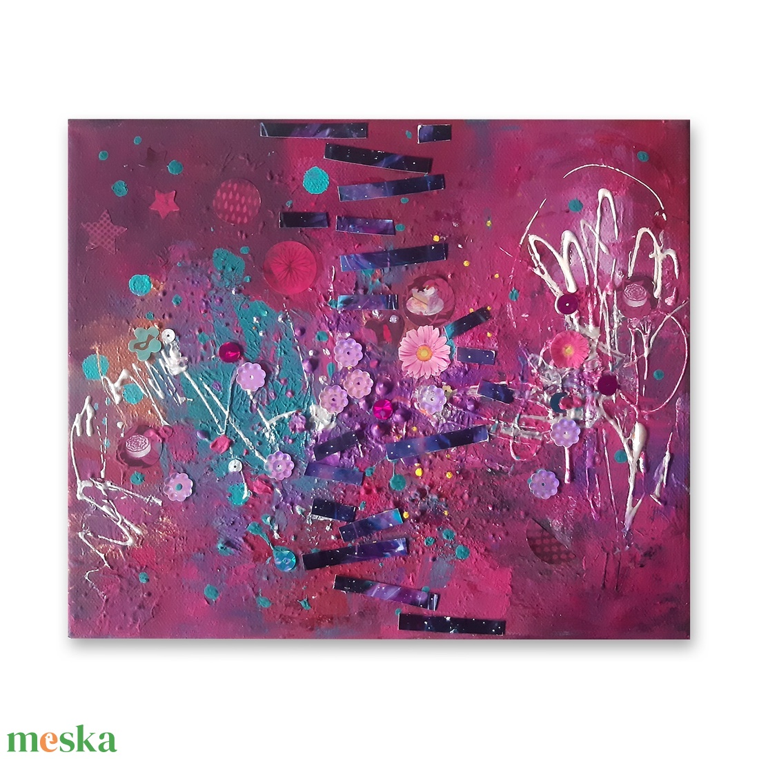 Női Álom - 30x25cm - Absztrakt festmény  - művészet - festmény - festmény vegyes technika - Meska.hu