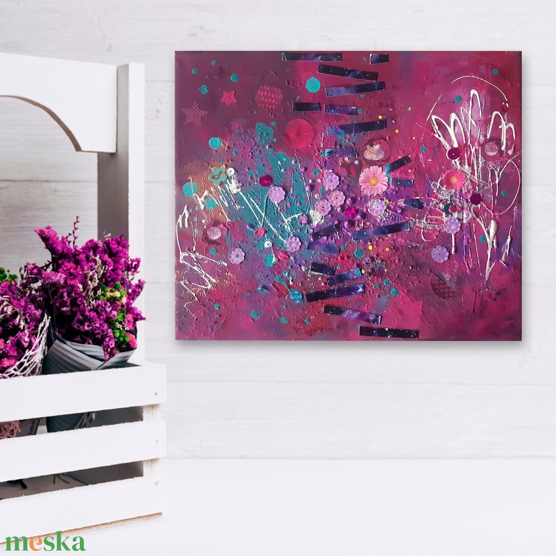 Női Álom - 30x25cm - Absztrakt festmény  - művészet - festmény - festmény vegyes technika - Meska.hu