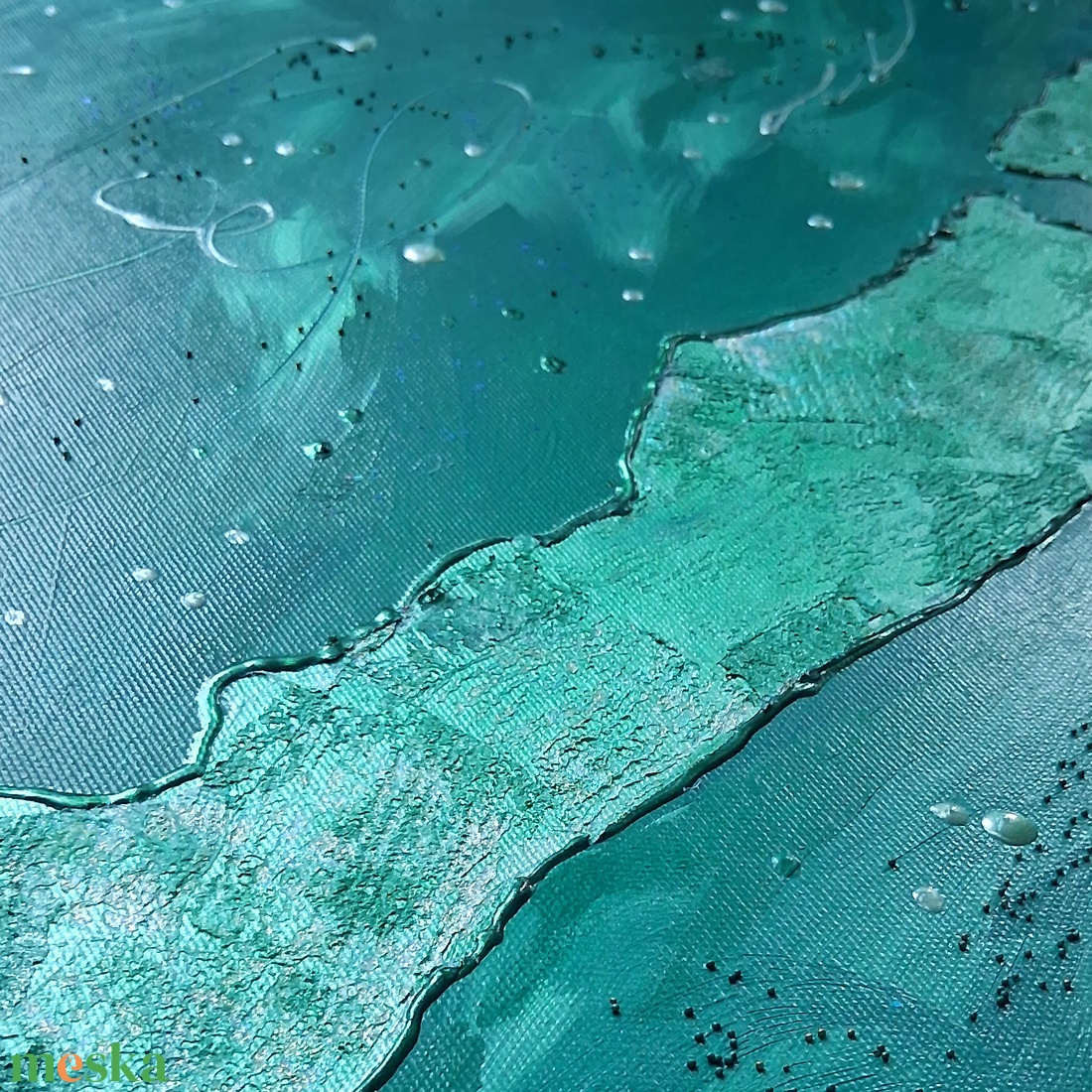 70x60cm Balaton sziluett vászonkép festmény - művészet - festmény - festmény vegyes technika - Meska.hu