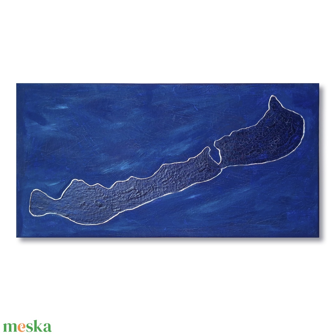KÉK Balaton sziluett / 50 x 25 cm / dekoráció, festmény, sötétkék - művészet - festmény - festmény vegyes technika - Meska.hu