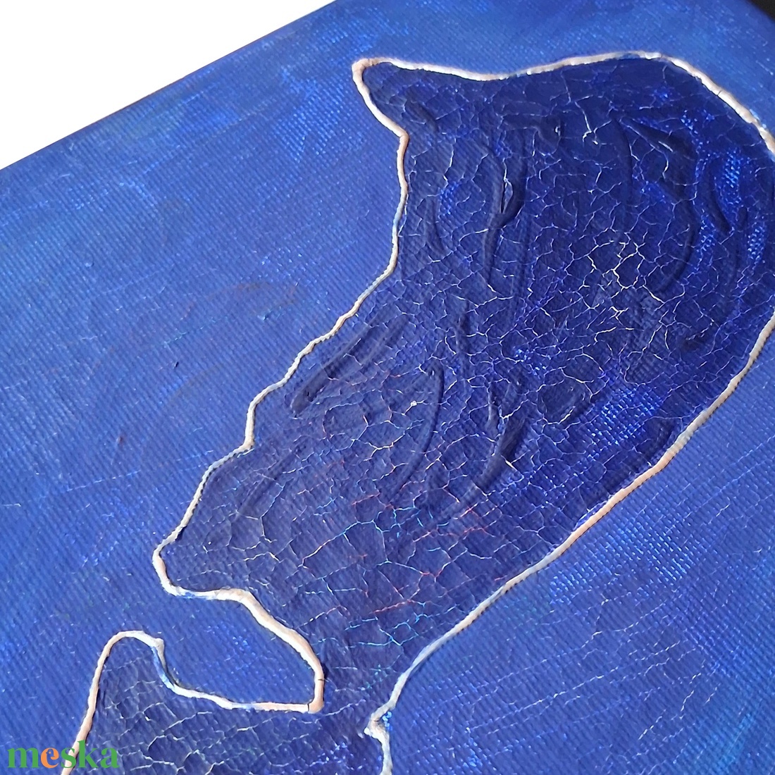 KÉK Balaton sziluett / 50 x 25 cm / dekoráció, festmény, sötétkék - művészet - festmény - festmény vegyes technika - Meska.hu