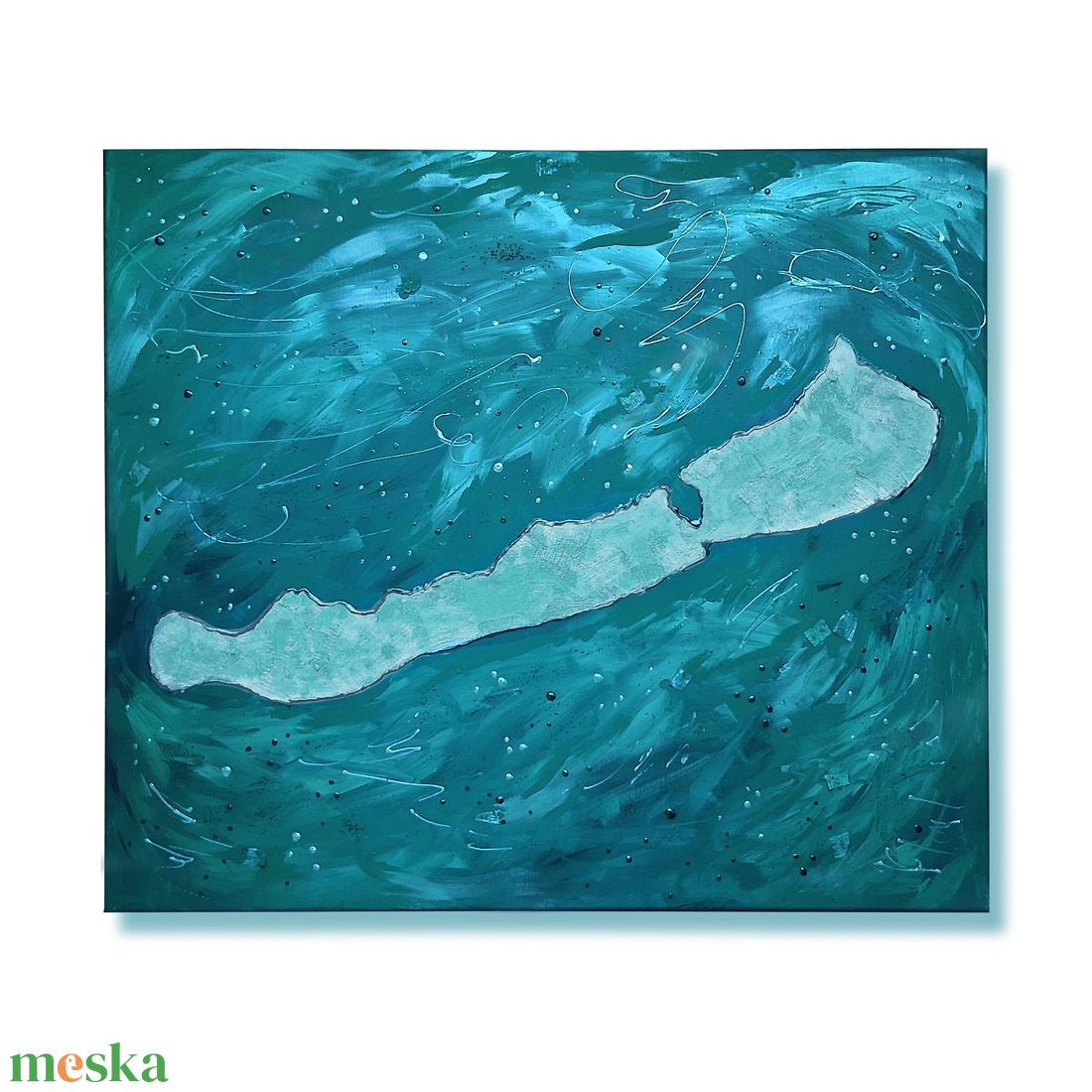 70x60cm Balaton sziluett vászonkép festmény - művészet - festmény - festmény vegyes technika - Meska.hu