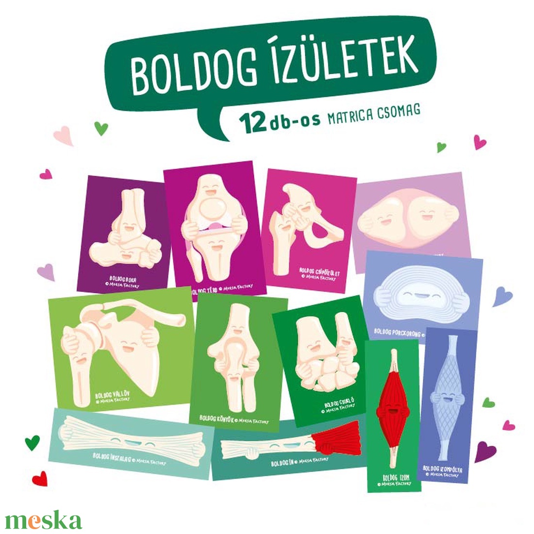 Boldog Ízületek - matrica / kar láb váll csípő izom boka térd kéz csukló // jóga, sport, mozgás / szervek - otthon & életmód - papír, írószer - matrica, matrica csomag - Meska.hu