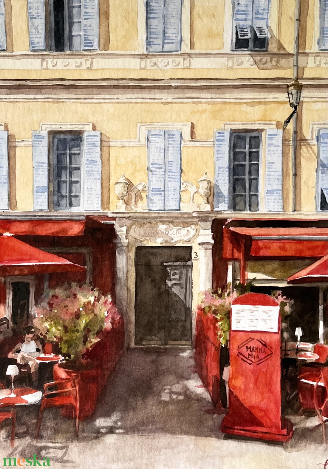 Nizza, Franciaország - eredeti akvarell festmény - művészet - festmény - akvarell - Meska.hu