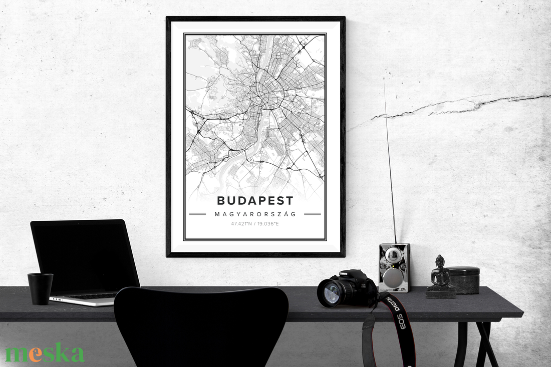 Budapest Térkép - Elegáns / Modern stílus - Falikép / poszter A4 - otthon & életmód - dekoráció - kép & falikép - poszter - Meska.hu