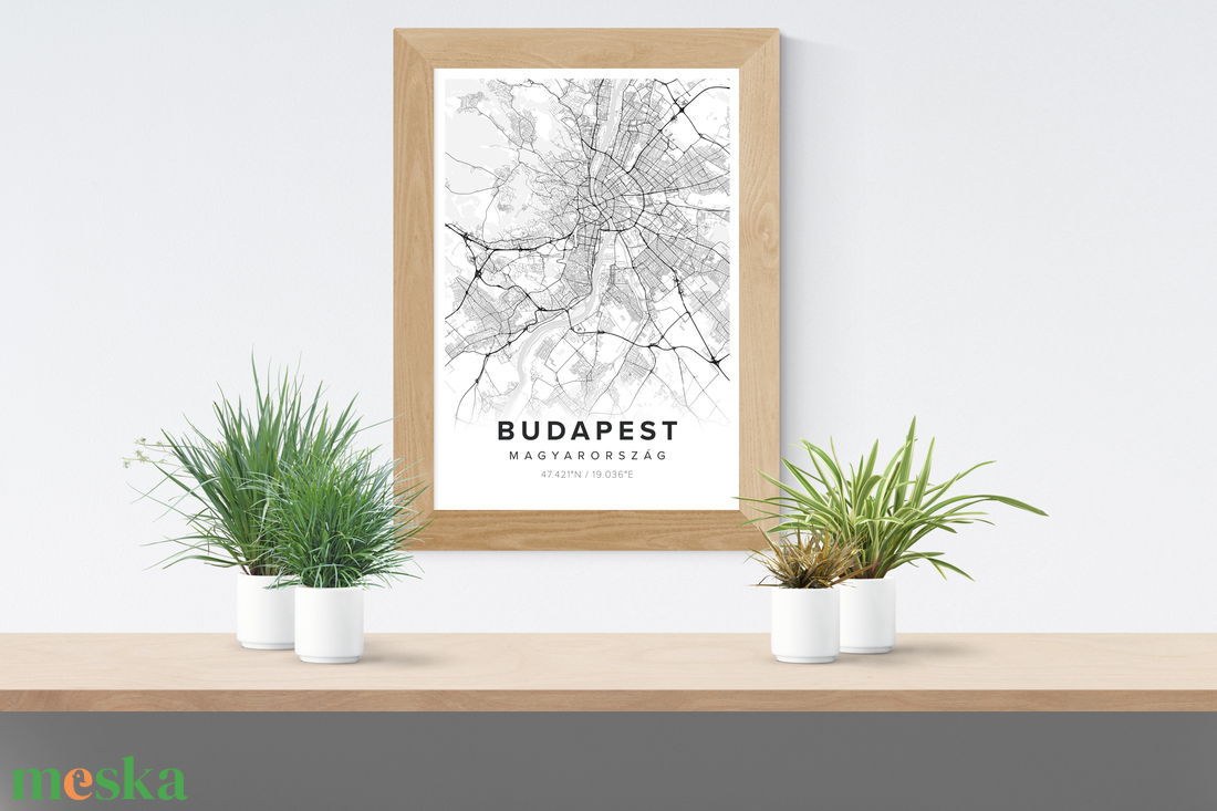 Budapest Térkép - Minimál stílus - Falikép / poszter A4 - otthon & életmód - dekoráció - kép & falikép - poszter - Meska.hu
