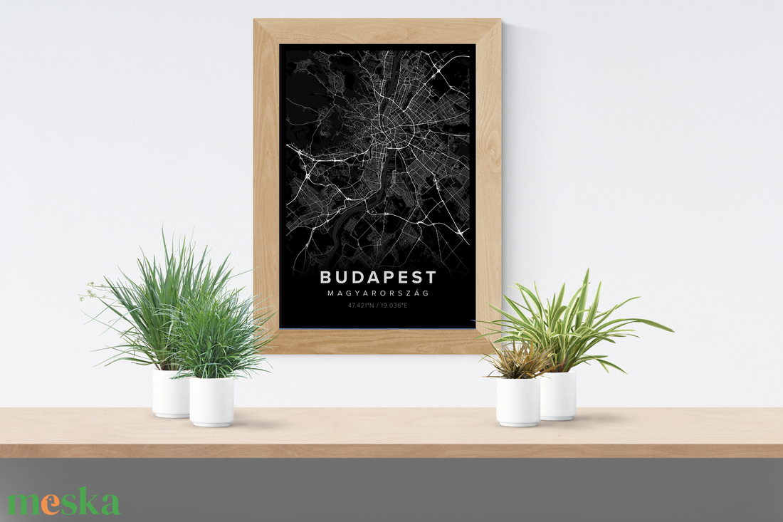Budapest Térkép - Minimál stílus - Falikép / poszter A4 - otthon & életmód - dekoráció - kép & falikép - poszter - Meska.hu