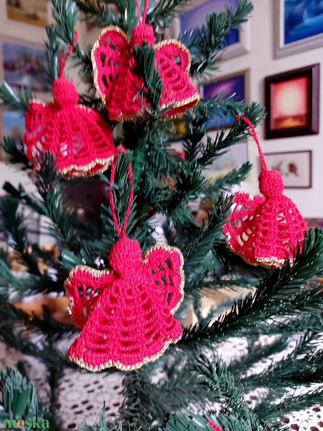 Horgolt karácsonyfa díszek - karácsony - karácsonyi lakásdekoráció - karácsonyfadíszek - Meska.hu