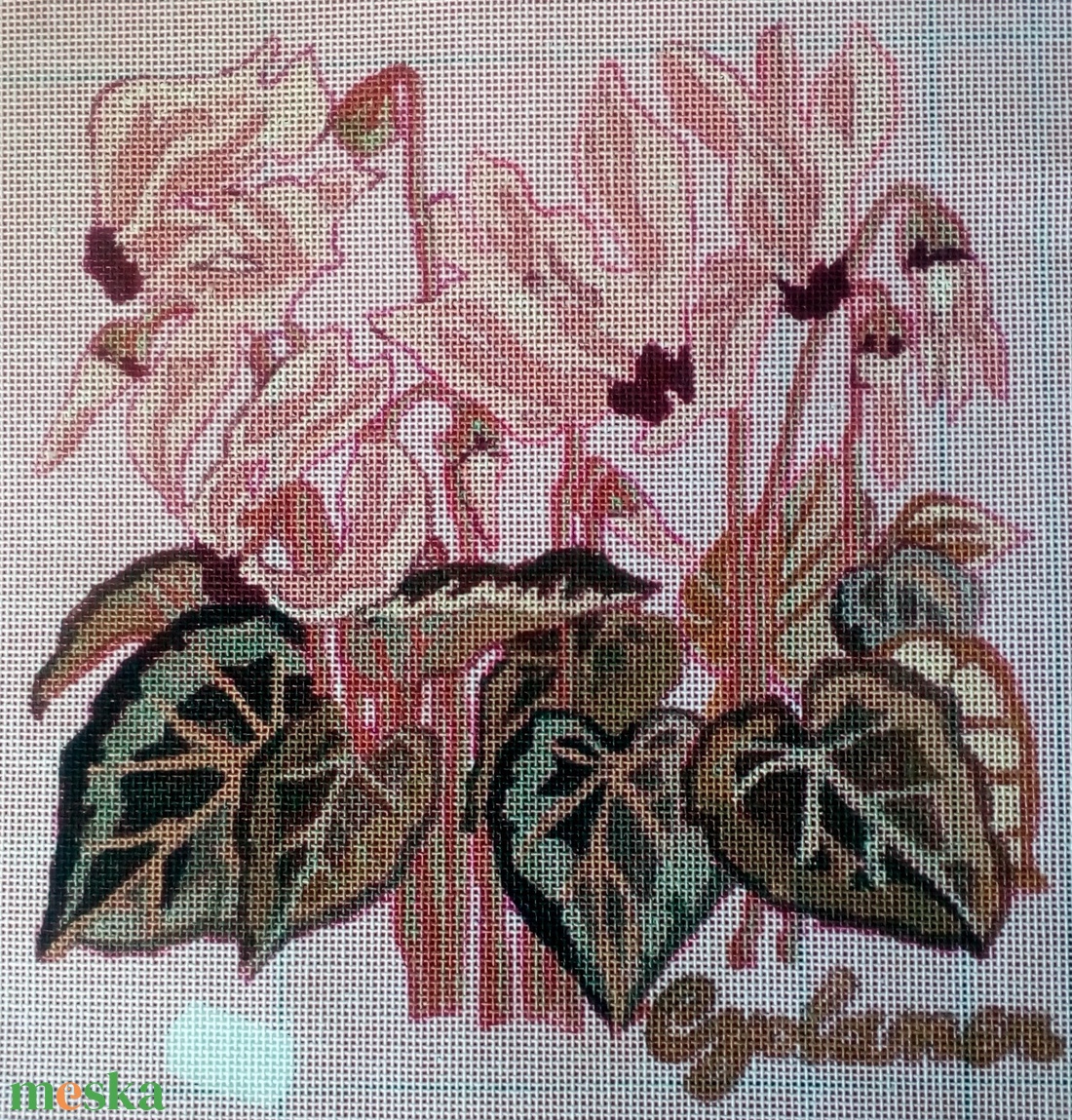 CYCLAMEN gobelin alap - művészet - textilkép - gobelin - Meska.hu CYCLAMEN gobelin alap - művészet - textilkép - gobelin - Meska.hu