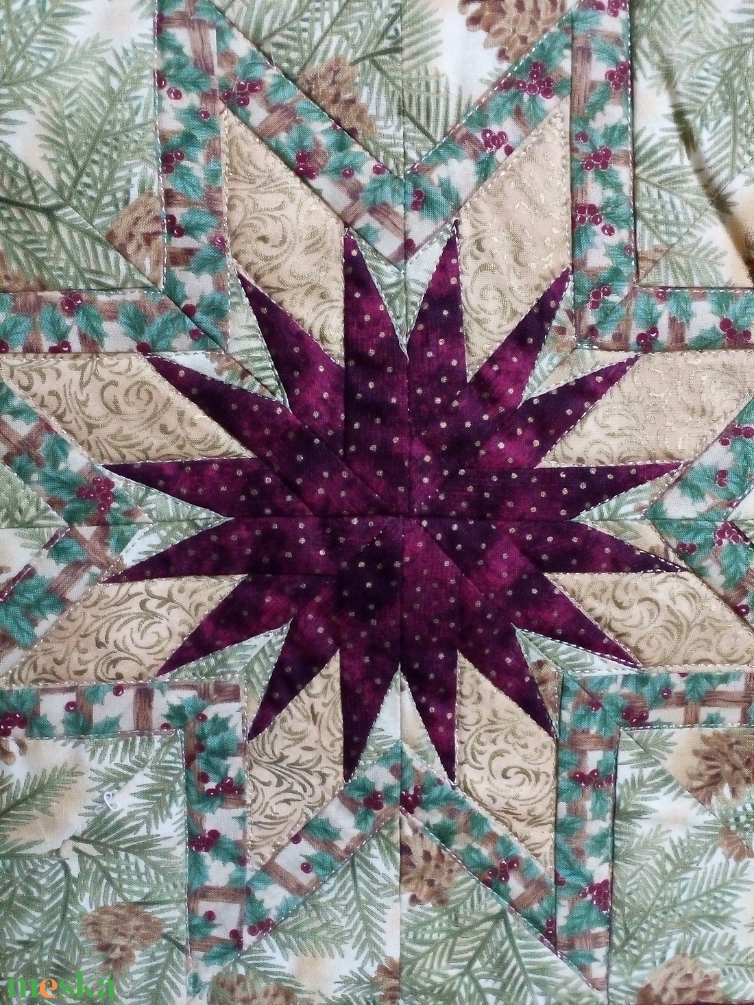 Patchwork kép, bordó-arany csillag - otthon & életmód - dekoráció - kép & falikép - vászonkép - Meska.hu