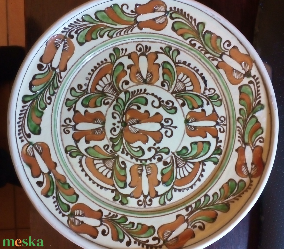 Korondi színes falitányér, tulipános - otthon & életmód - dekoráció - dísztárgy - Meska.hu