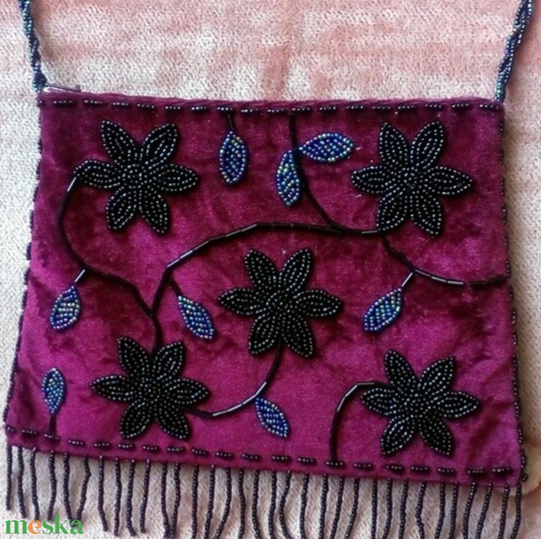 Bordó gyöngyös táska - táska & tok - kézitáska & válltáska - alkalmi táska - Meska.hu