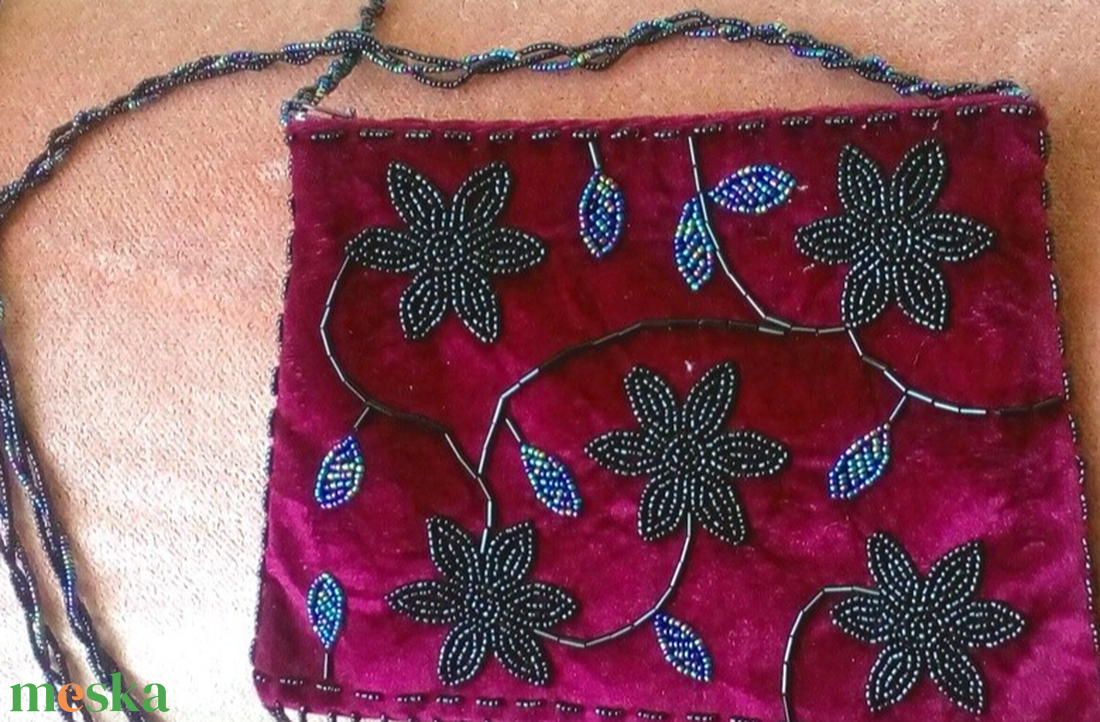 Bordó gyöngyös táska - táska & tok - kézitáska & válltáska - alkalmi táska - Meska.hu