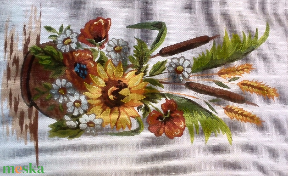 Tűgobelin alap, napraforgó - művészet - textilkép - gobelin - Meska.hu