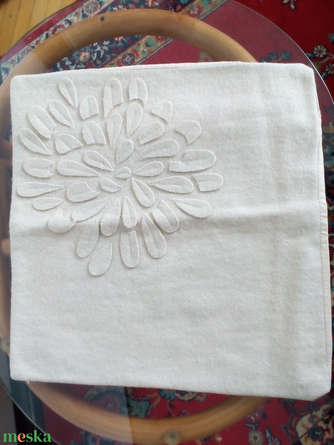 Gyapjú párnahuzat, rátét mintával  - otthon & életmód - lakástextil - párna & párnahuzat - díszpárnahuzat - Meska.hu