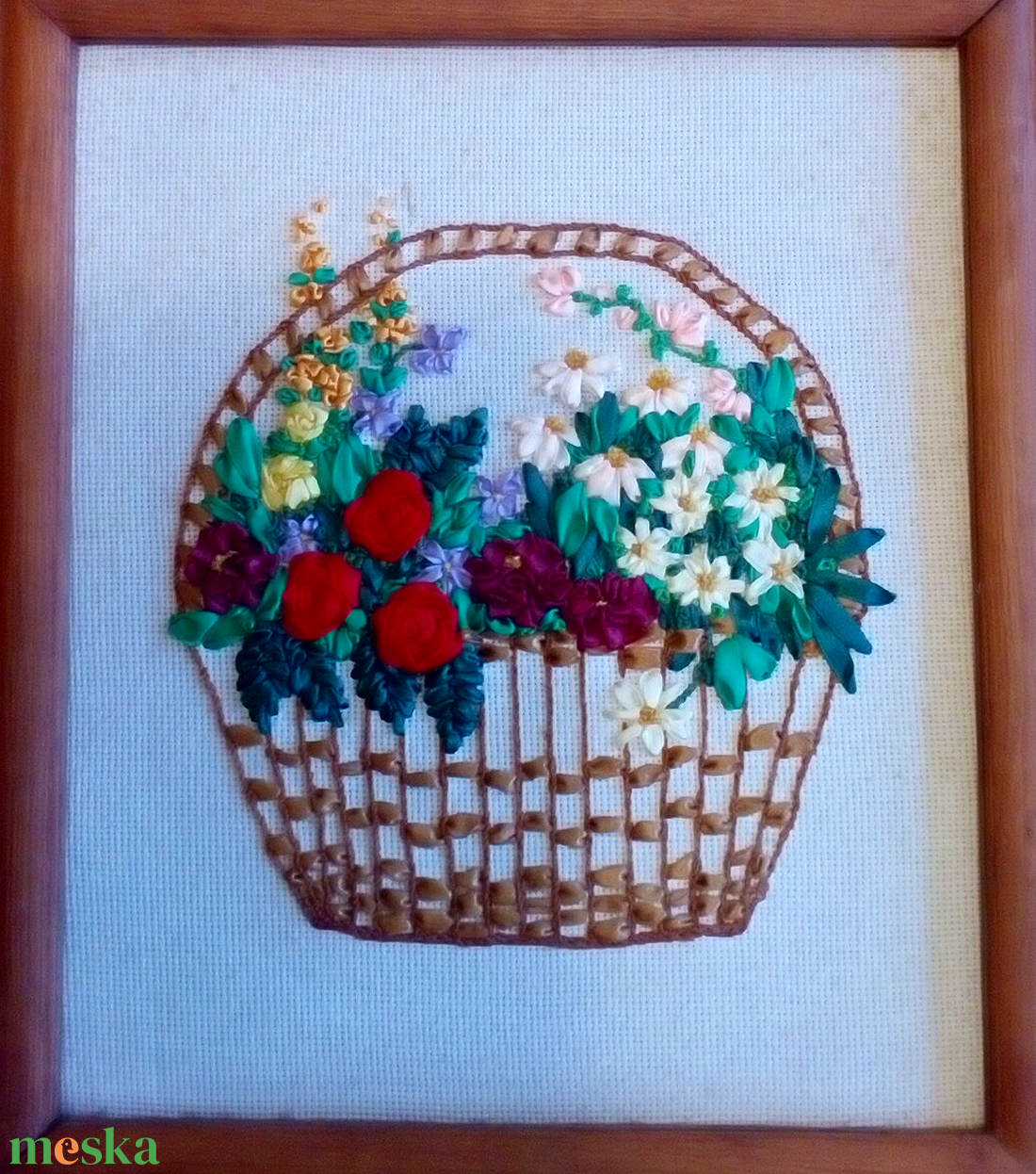 Szalaghímzésel készült falikép - otthon & életmód - dekoráció - kép & falikép - vászonkép - Meska.hu