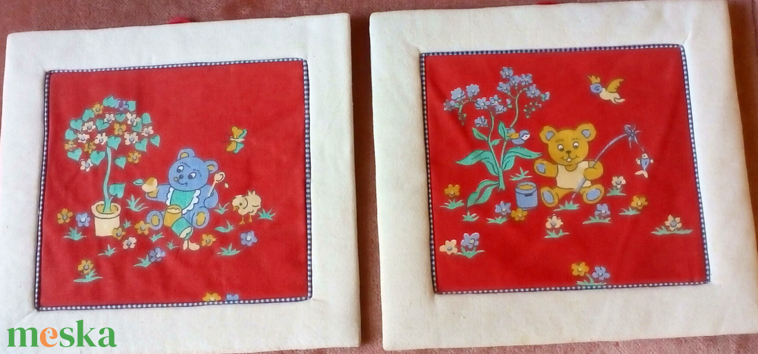 Textil képek, Mackók  - otthon & életmód - dekoráció - kép & falikép - mozaik kép - Meska.hu