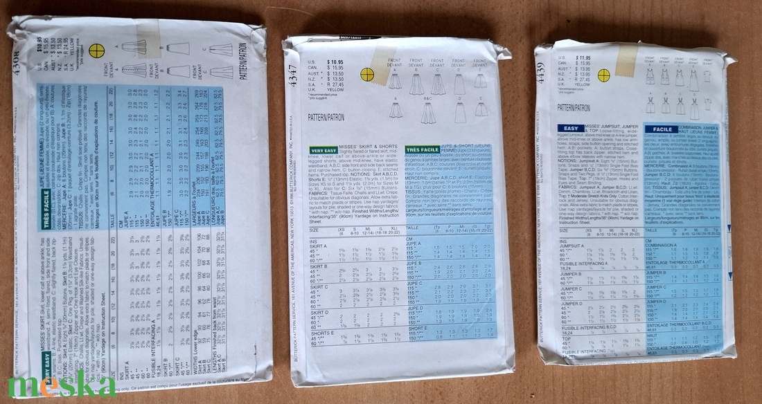 Butterick szabásminta csomagok - diy (csináld magad) - szabásminta, útmutató - varrás minták - Meska.hu