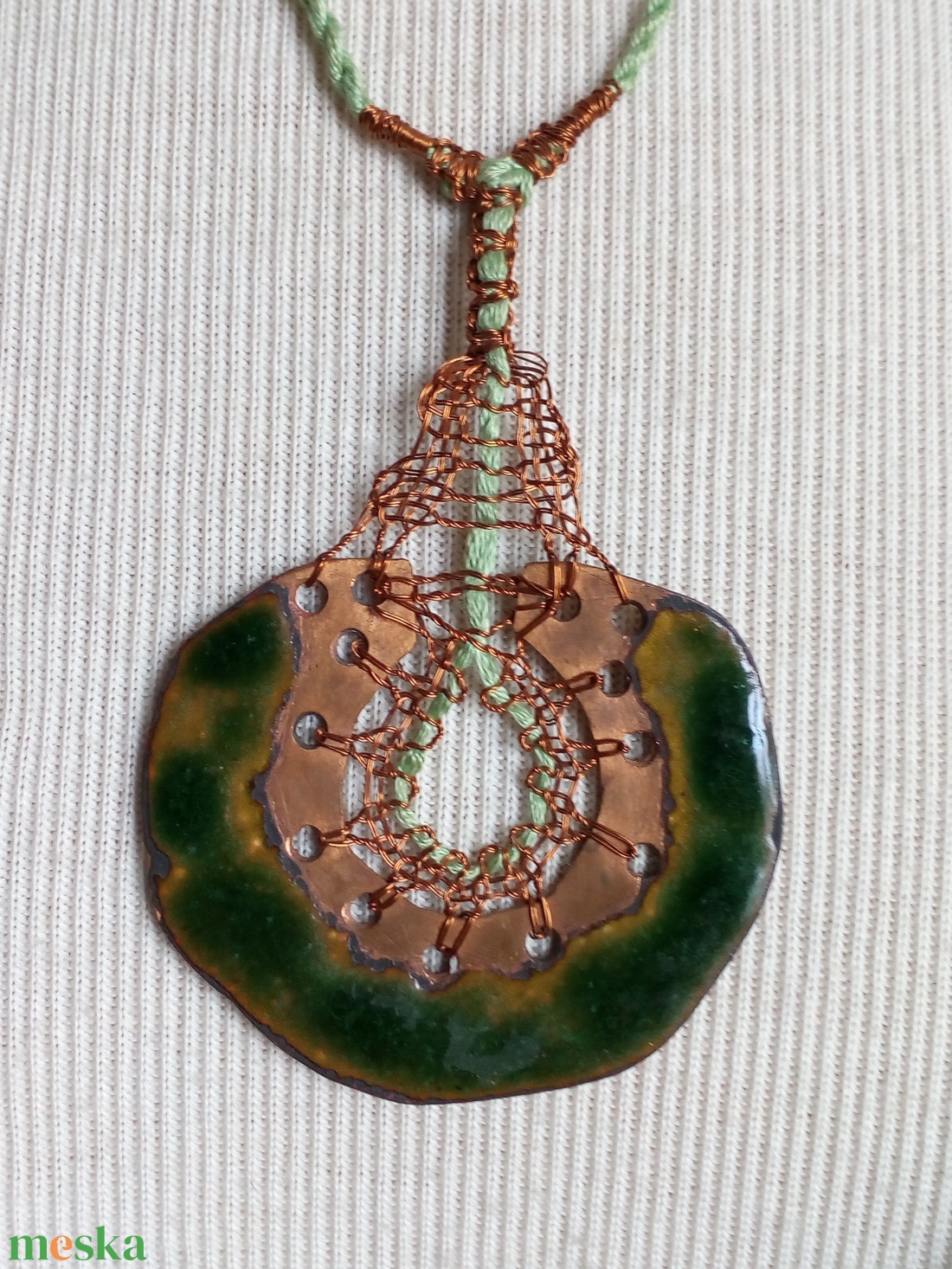 Egyedi kézműves tűzzománc nyaklánc - művészet - festmény - tűzzománc - Meska.hu