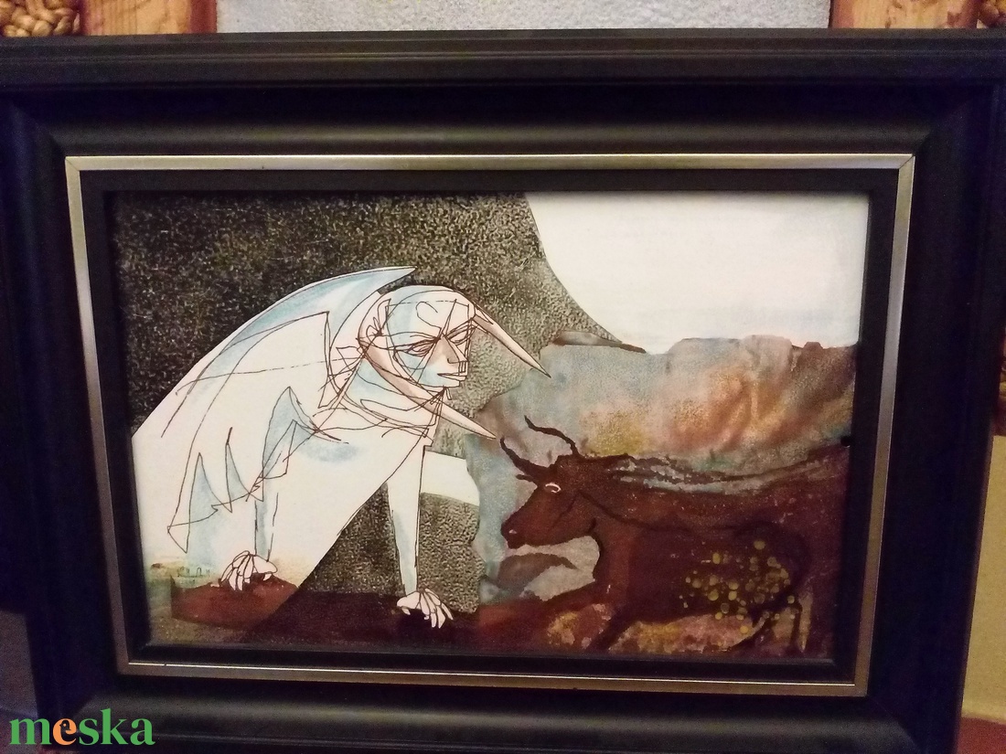 Tűzzománc kép keretben - művészet - festmény - tűzzománc - Meska.hu