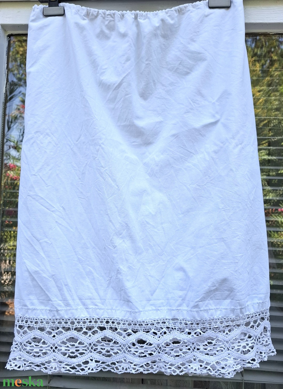 Vászon  szoknya csipkével  - ruha & divat - női ruha - szoknya - Meska.hu