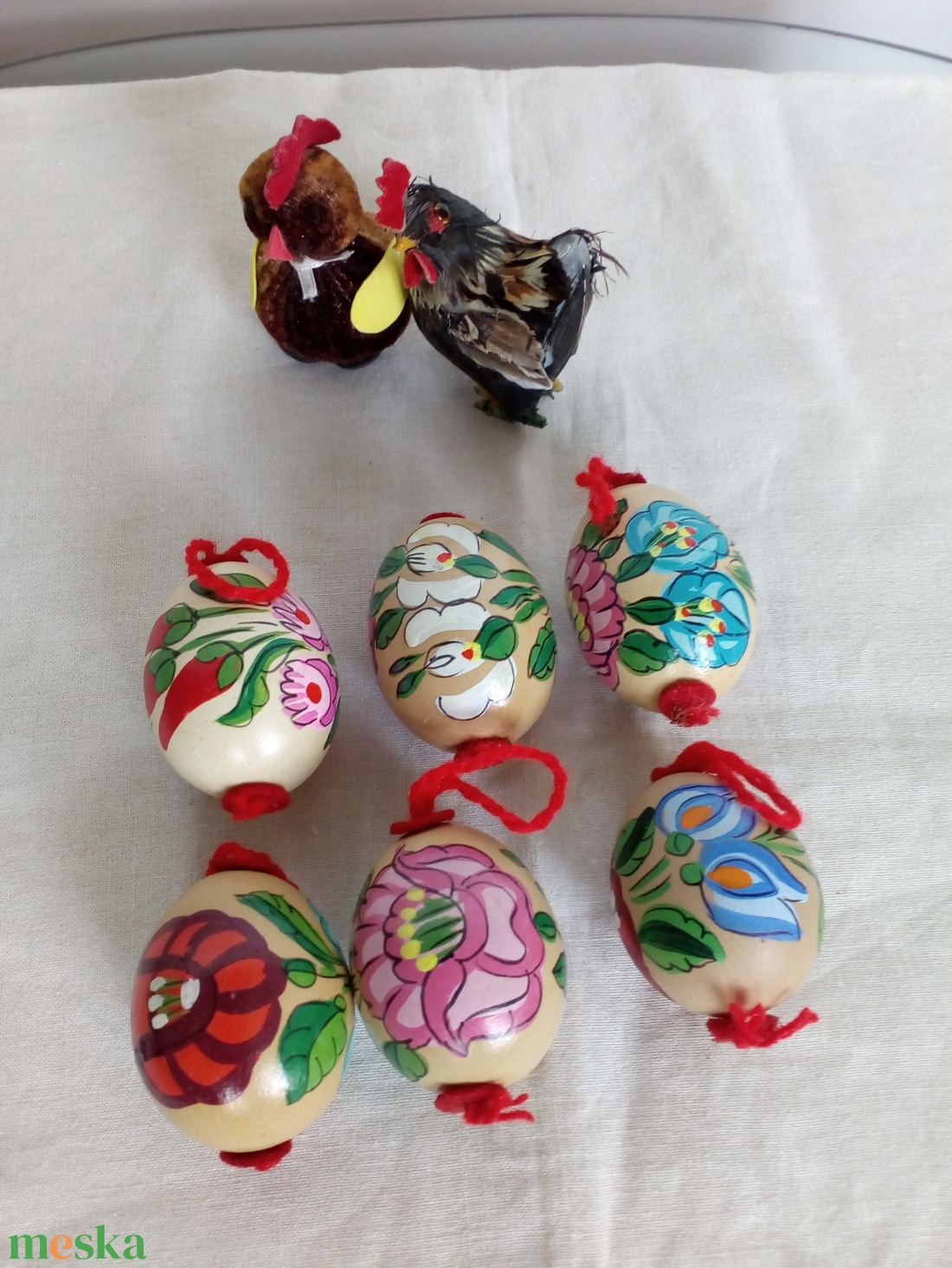Festett húsvéti tyúktojás, kalocsai mintával - ünnepi díszek, dekorációk - húsvéti díszek és dekorációk - húsvéti tojás, hímestojás - Meska.hu