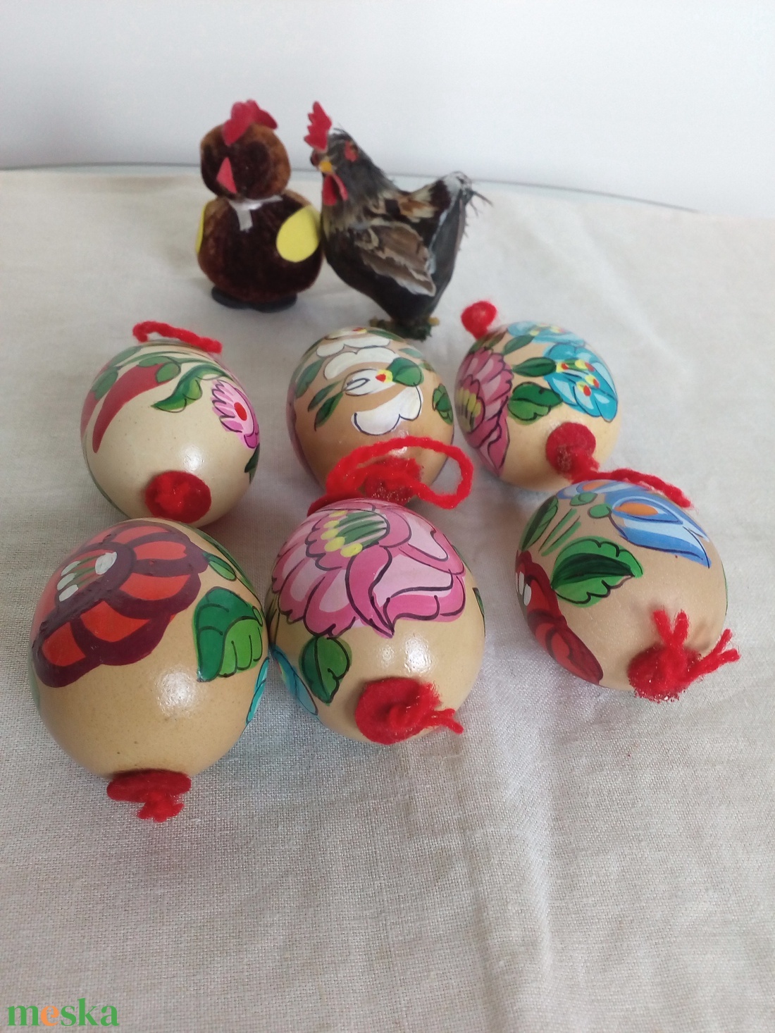 Festett húsvéti tyúktojás, kalocsai mintával - ünnepi díszek, dekorációk - húsvéti díszek és dekorációk - húsvéti tojás, hímestojás - Meska.hu