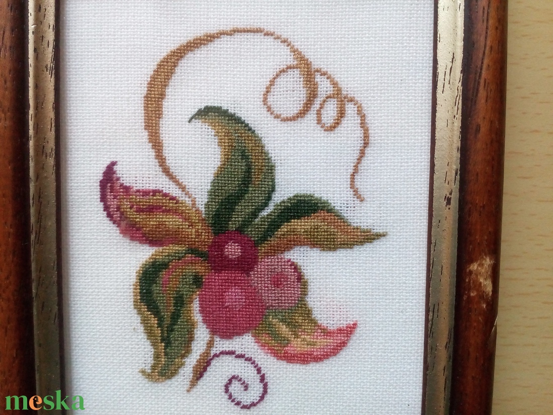 Keretezett falikép tűgobelin hímzéssel - művészet - textilkép - gobelin - Meska.hu