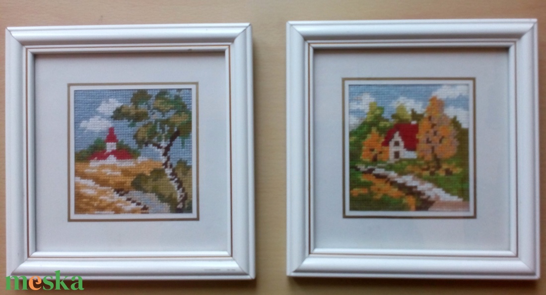 Őszi, tavaszi kép gobelin hímzéssel - művészet - textilkép - gobelin - Meska.hu