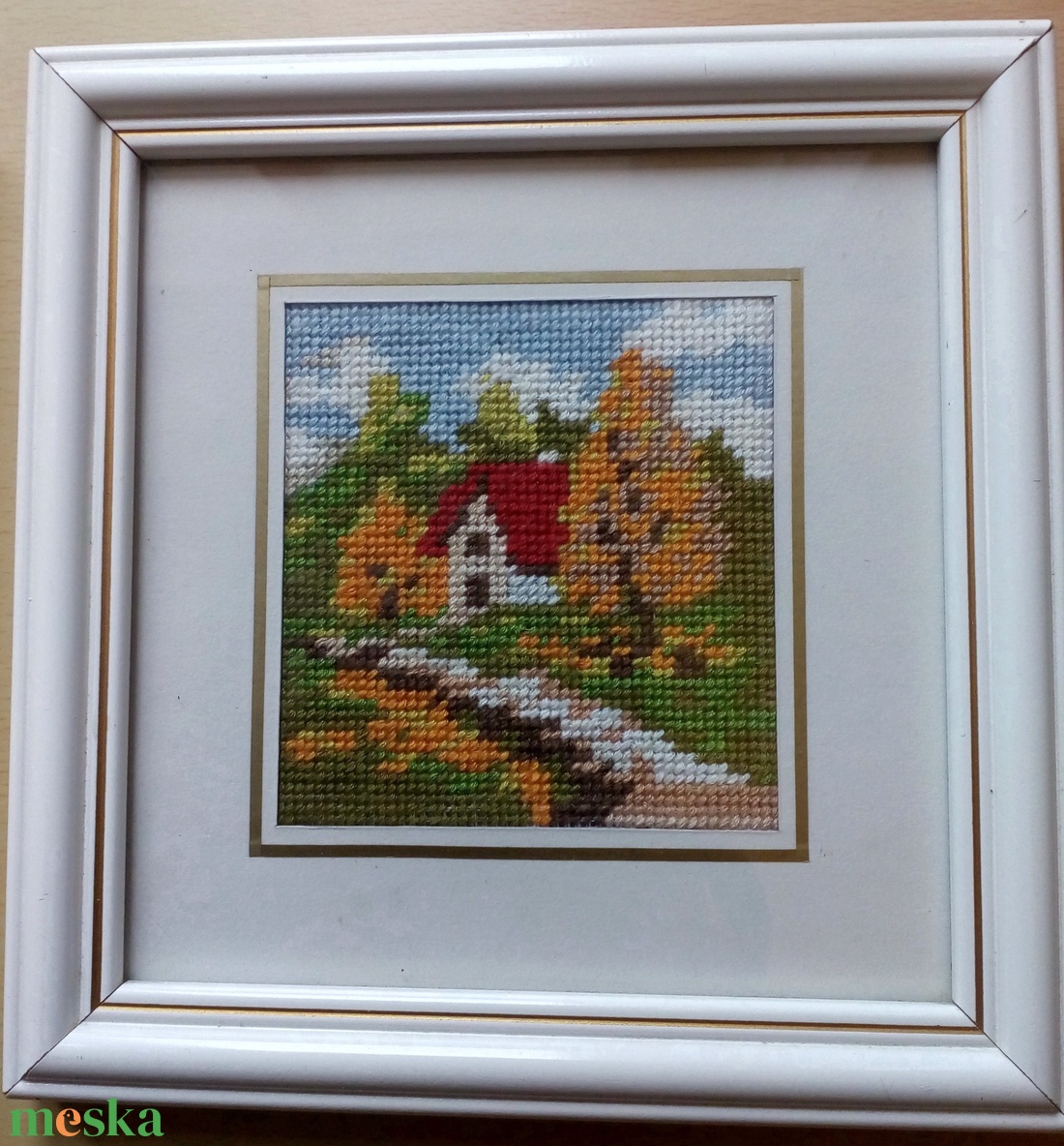 Őszi, tavaszi kép gobelin hímzéssel - művészet - textilkép - gobelin - Meska.hu