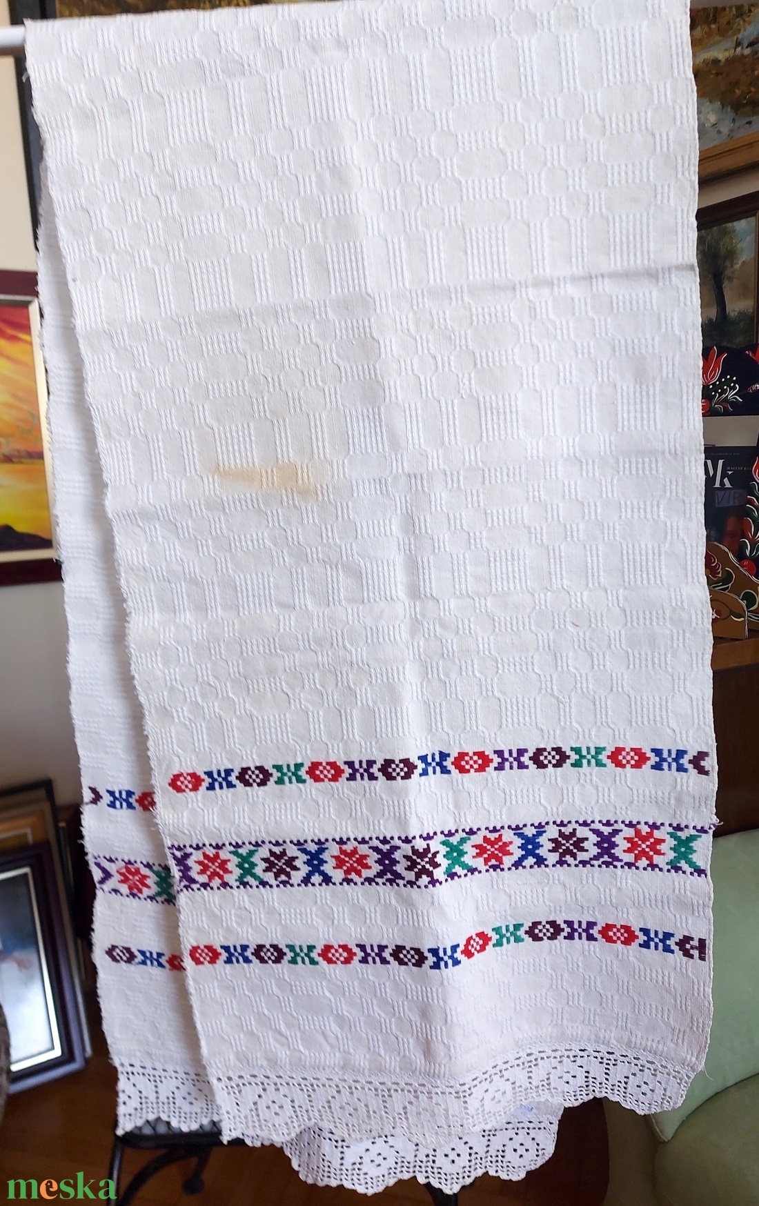 Szőttes dísztörölköző horgolással - otthon & életmód - fürdőszoba - törölköző - Meska.hu
