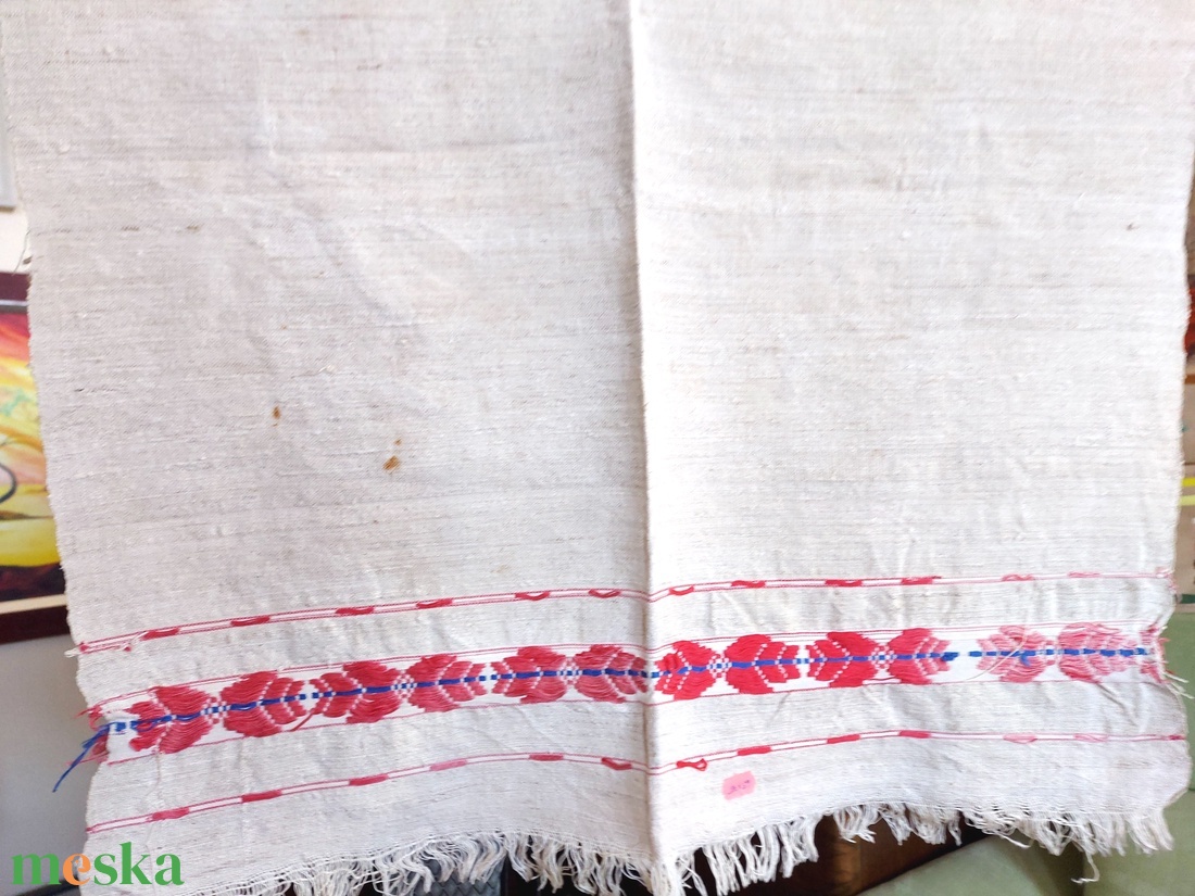 Szövött  nyersvászon törölköző rojttal - otthon & életmód - fürdőszoba - törölköző - Meska.hu