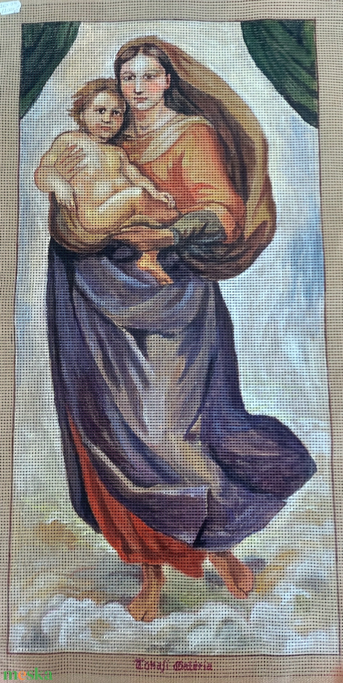 Gobelin alap,  Madonna gyermekkel - művészet - textilkép - gobelin - Meska.hu